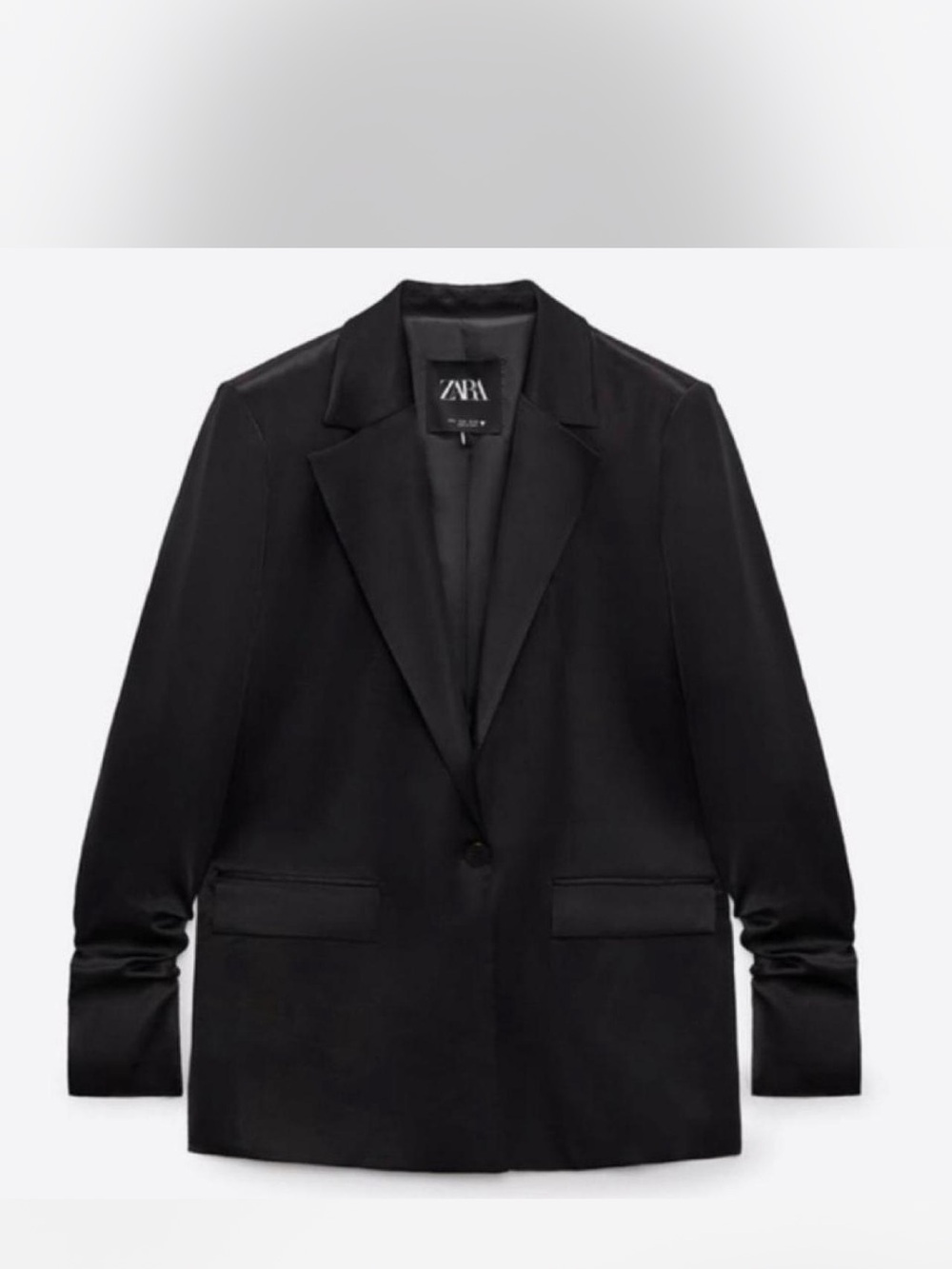 Zara Black Single-Button Notch Lapel Blazer